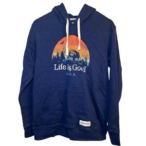 Life Is Good Hoodie Spread Good Vibes USA Mountain Scene Sunset Men’s Medium